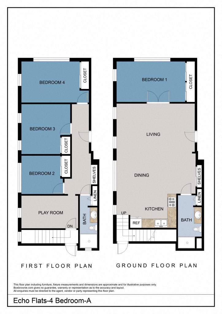 Floor plan for 4 beds, 2 baths, 1949 sqft